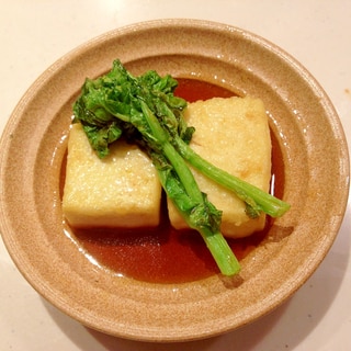 フライパンで簡単！揚げ出し豆腐菜の花添え